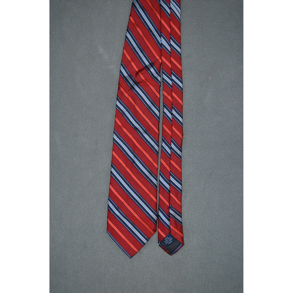 Faconnable Luxury Necktie 100% Silk Dress Tie Hand Red Blue Striped